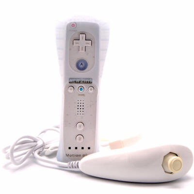 

2in1 Wireless Remote Controller Nunchuk Gamepad Joystick Combo Set With MOTION PLUS For Nintendo WiiWii U With Silico