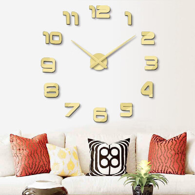 

3D Acrylic Mirror Wall Clock DIY Wall Decals Stickers with Quartz Movement Living Room Bedroom Decoration--Black