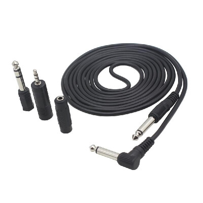 

3M 10 Feet Instrument Guitar Audio Cable 14-Inch 635mm Straight to Right Angle Plug Black ABS Jacket with 3 Adapters