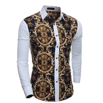 

New 3D Print Men\s Casual Slim Long-Sleeve Shirt