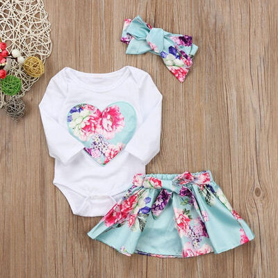 

Newborn Kid Baby Girl Floral Clothes Jumpsuit Romper Bodysuit Skirt Outfit Set