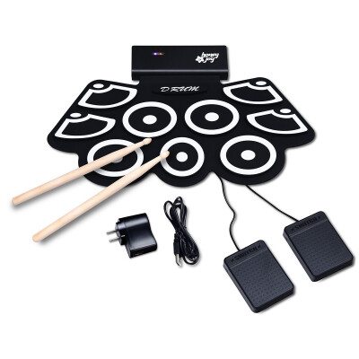 

Electronic Silicone Rechargeable Drum Set with Pedals Sticks