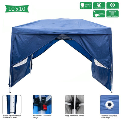 

Zimtown 10 x 10 Folding Tent Gazebo Wedding Party Canopy pop up Instant Shelter W Two Doors & Two Windows&Carry Bag Blue