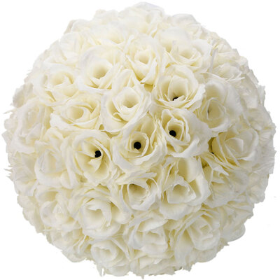 

5-pack Wedding Satin Flower Ball 10" Kissing Balls Party Decoration Ivory White