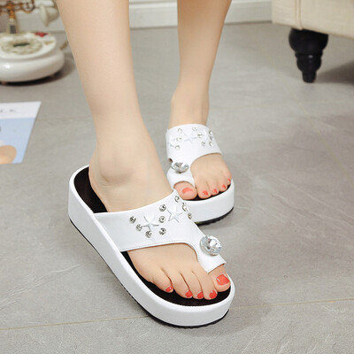 

Rose Casual Shoes Summer Toe Ladies Sandals Rhinestone Platform Female Sandals