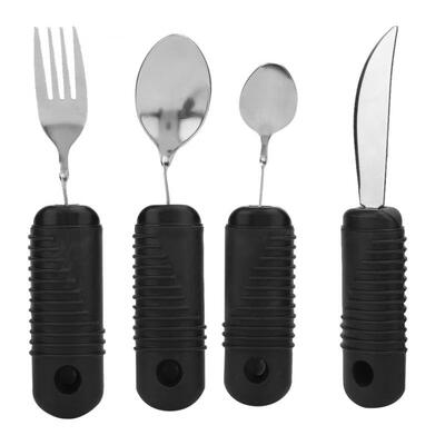 

Greensen 4pcs Non Slip Tableware Thicken Handle Metal Cutlery Weighted Utensils for Elderly Use