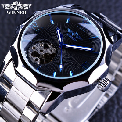 

T-WINNER automatic mechanical watch hollow luminous steel belt mens watch mens watch automatic mechanical watch