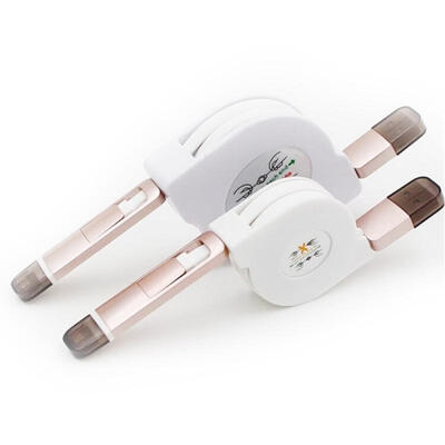 

2-in-1 2m Portable USB To Micro USB Lightning Scalable Charging Data Cable For IPhone Android Phones-2m