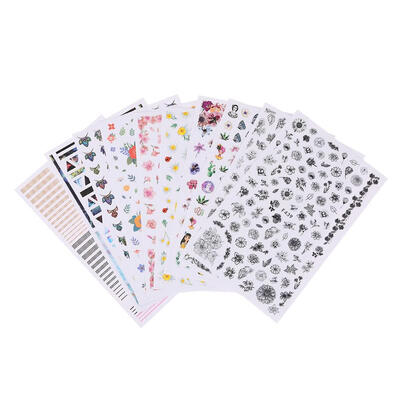 

3D Water Transfer Nail Paster Flower Plant Geometric Line Manicure Sticker
