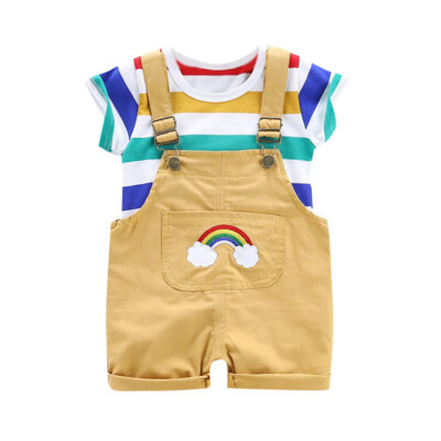 

Baby Boys Girls Casual Clothes Sets Summer Newborn Infant Boy Clothes Tops T-shirtSuspender Pants 2Pcs Kids Girls Outfits