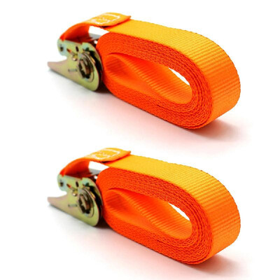 

2pcs 13 FT Porable Heavy Duty Tie Down Cargo Strap Luggage Lashing Strong Ratchet Strap Belt with Metal Buckle