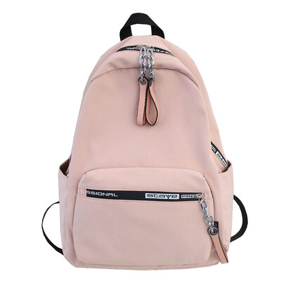 

Large Capacity Solid Color Waterproof Nylon Casual Backpack School Bag