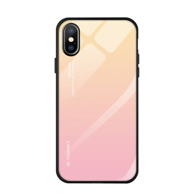 

Tempered Glass Case For iPhone X  XR 7 8 Plus Gradient Color Blue Ray Aurora Skin Back Cover For iPhone  Max  XR Case