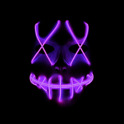 

FUNNYBUNNY Scary Mask Halloween Cosplay Led Costume Mask El Wire Light Up Mask for Festival Parties Mask Halloween Party