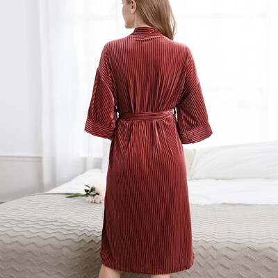 

MAI HAN Ladies Robe Long FallWinter Pajamas Thickening Robe
