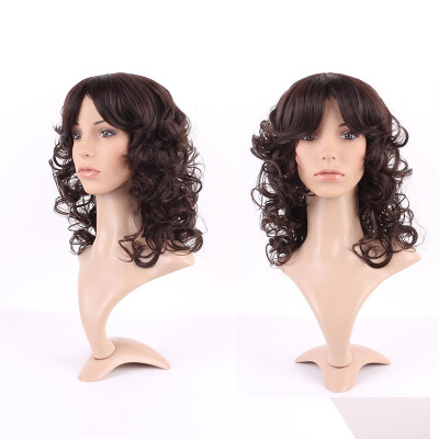 

Long Curly Synthetic Wig with Bangs Short Hair Wigs Heat Resistant Full Wig Full Head for Women