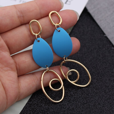 

EK736 Korean Fashion Metal Waterdrop Pendant Earrings for Women Geometric Romantic Wedding Jewelry Long Pendientes Girl Gift