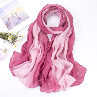 

New Dutch linen long sunscreen beach towel shawl cotton&linen gradient scarf pearl light gift silk scarf female