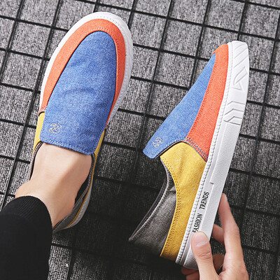 

Summer one pedal lazy flat shoes mens casual tide shoes canvas mens shoes fashion trend personality student shoes