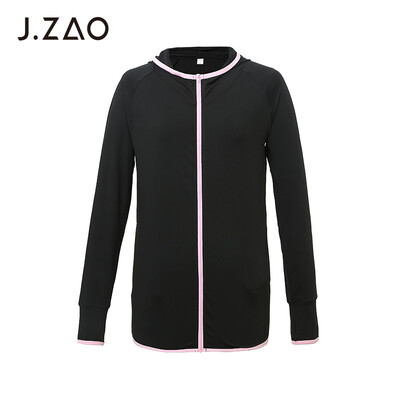 Beijing Tokyo made JZAO ladies sports long-sleeved zipper shirt pink