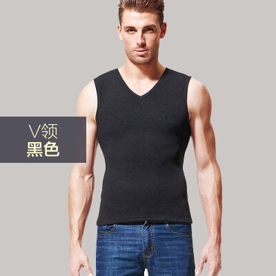 

Playboy PLAYBOY warm vest men plus velvet thick mens shirt shirt underwear winter cotton Slim middle-aged black L