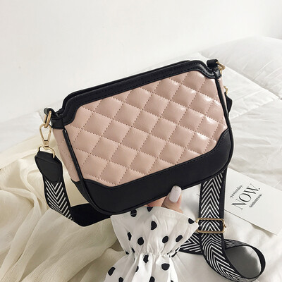 

Summer small fresh bag female 2019 new Korean fashion hit color wild wide shoulder strap shoulder slung small square bag