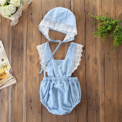 

Newborn Kids Baby Girls Outfits Clothes Lace Backless Romper JumpsuitHat Set