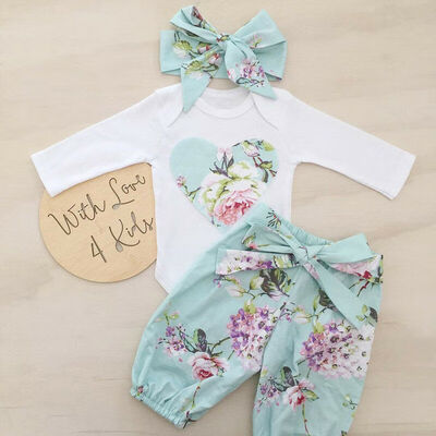 

Newborn Kid Baby Girl Floral Clothes Jumpsuit Romper Bodysuit Pants Outfit Set