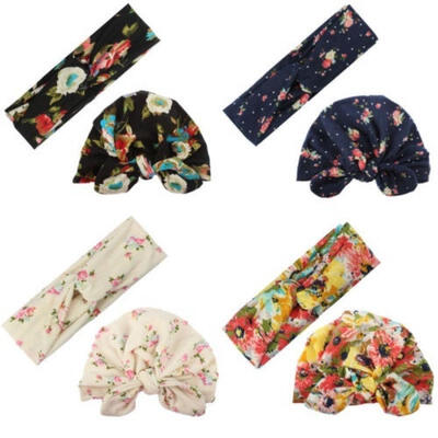 

2pcs Mom Baby Mother Daughter Women Elastic Bow Knotted Turban Headband Headwear