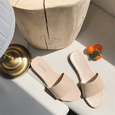 

Rose Womens Solid Color Summer Open Toe Slippers Beach Shoes Flat Non-Slip Sandals