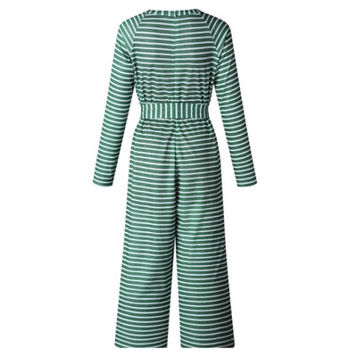 

Starmoon Women Long Sleeve Round Neck Pants Stripe Ladies Leotard Jumpsuit Rompers