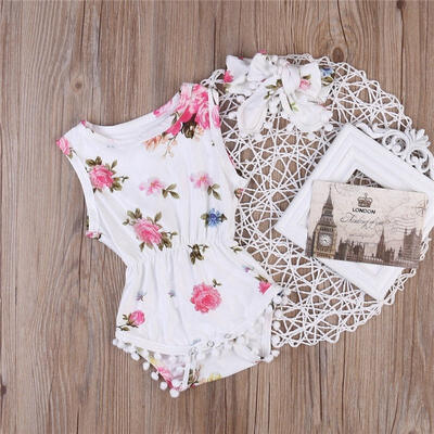

Newborn Baby Girls Flower Romper Bodysuit Jumpsuit Outfits Sunsuit Clothes 0-2T