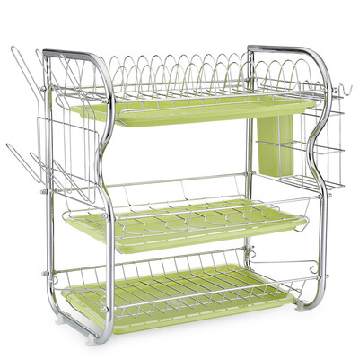 

Stainless Carbon Steel Tableware Storage Rack Three Layers Cup Holder