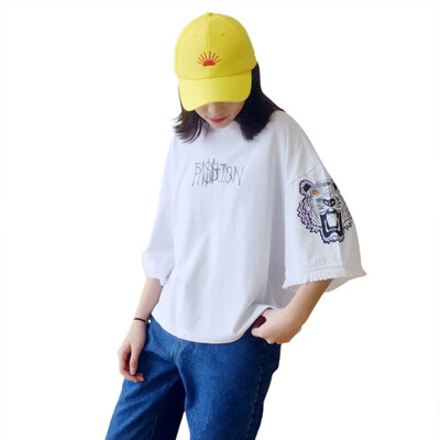 

Summer Cotton Blend Harajuku Short Sleeve T Shirt Women Tiger Printed O-Neck Shirts Top Casual Tee shirt Plus Size Shirts Female