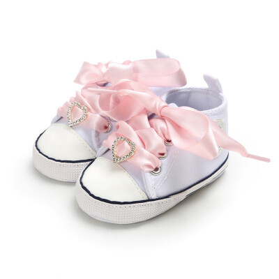 

Baby Toddler Shoes Baby Satin Lace Cute Love First Toddler Shoes With pink Laces For 0-18M