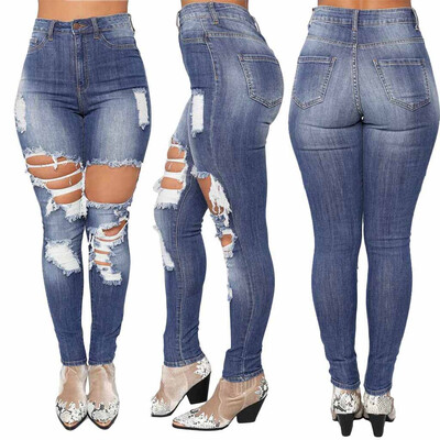 

〖Follure〗Fashion Women Jeans Denim Hole Female High Waist Stretch Slim Sexy Pencil Pants