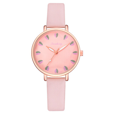 

Korean version of the small fresh PU quartz watch love flowers delicate scale ladies watch