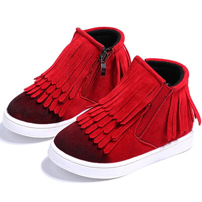 

Fringe Girls Boots Fur Thick Warm Childrens Shoes 2018 New Shoes For Boys Top Quality Baby Cotton Zip Kids Snow Boots Winter
