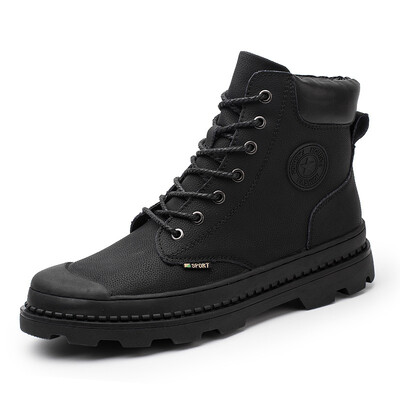 

Martin boots mens tide boots snow boots winter mens shoes short boots leather high to help cotton shoes thick bottom warm plus velvet cotton boots