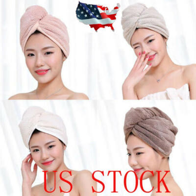 

USA100 Cotton Hair Quick Drying Towel Turbie Twist Wrap Loop Button Bath Turban