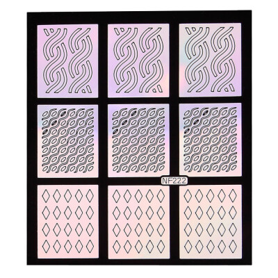 

〖Follure〗12 Sheets New Nail Hollow Irregular Grid Stencil Reusable Manicure Stickers