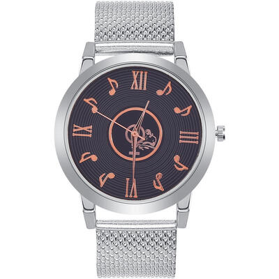 

2018 Retro Musical Design Watch Large Dial Mesh Strap Stainless Steel Analog Quartz Wristwatch Women Lady Watches Reloj Mujer