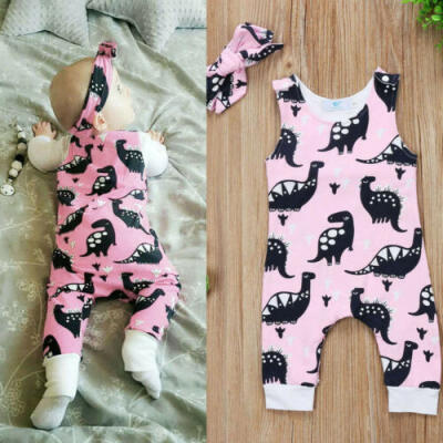 

2pcs Newborn Infant Baby Girl Outfits Clothes Romper Bodysuit Headband Set