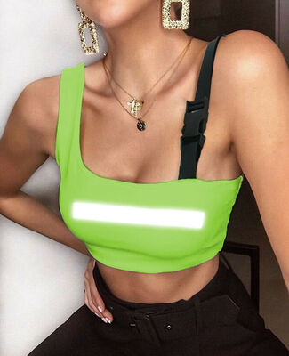

Summer Women Club Wear Tank Top Bra Vest Crop Top Bralette Blouse Reflect T Shirt