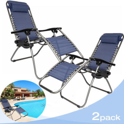 

Zero Gravity Chairs Case Of 2 Blue Lounge Patio Chairs Outdoor Yard Beach