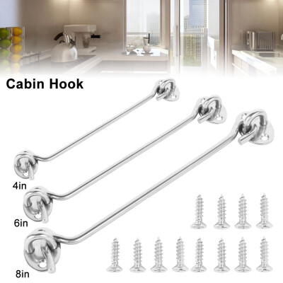 

4-8" Stainless Steel Cabin Hook And Eye Latch Lock Shed Gate Door Catch Silent Holder