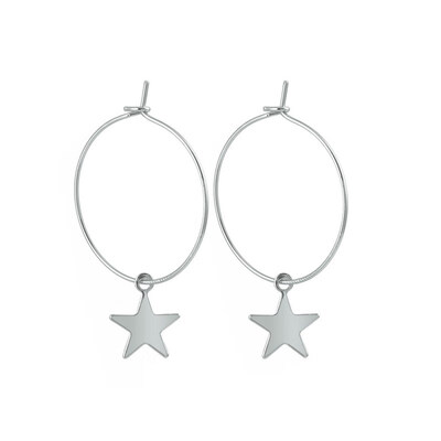 

Minimalist Small Pentagram Hoop Earrings Gold Star Pendant Earrings Women Fashion Jewelry Brincos Boucle Doreille Pendientes