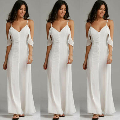 

Summer Women V Neck Dress Elegant Evening Cocktail Party Maxi Dress Sleeveless