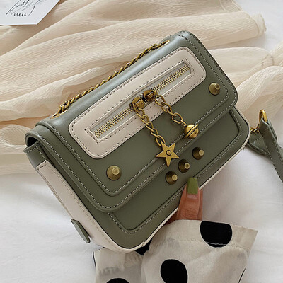 

Bag women 2019 new Korean version of Joker rivet chain motorcycle bag fashion retro shoulder Messenger bag