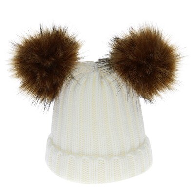 

Tailored Mother&Me Women Cap Balls Warm Detachable Copper Button Thickening Hat